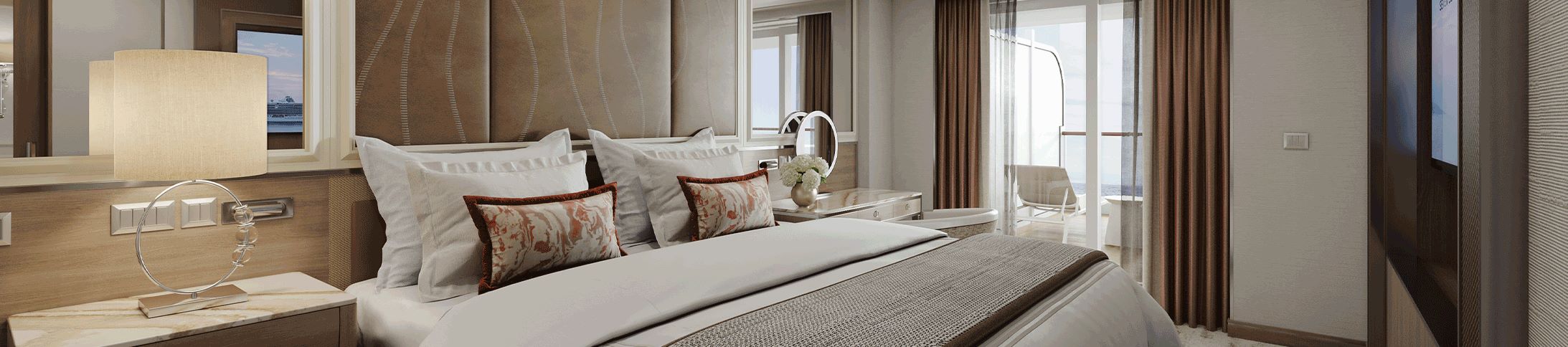 Rendering of a Horizon Penthouse Suite aboard Seven Seas Prestige