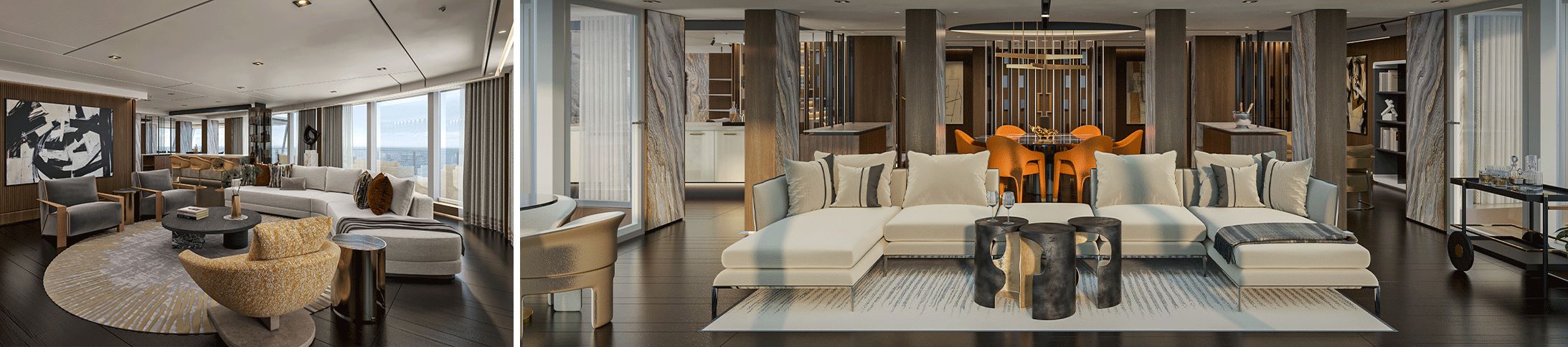 Rendering of the Skyview Regent Suite aboard Seven Seas Prestige