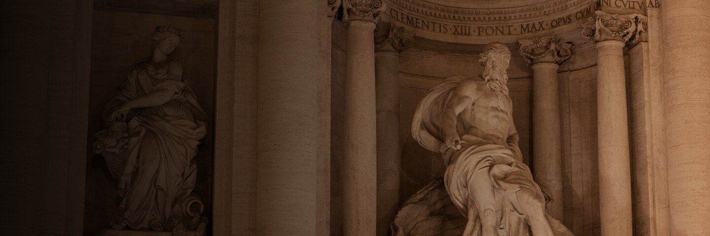 Close-up of the Trevi Fountain in Rome, Italy