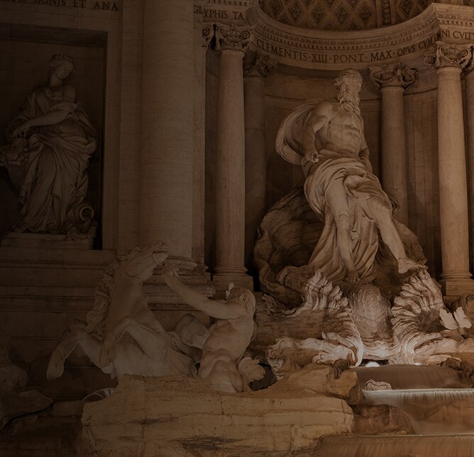 Close-up of the Trevi Fountain in Rome, Italy