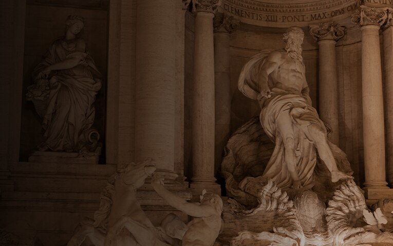Close-up of the Trevi Fountain in Rome, Italy