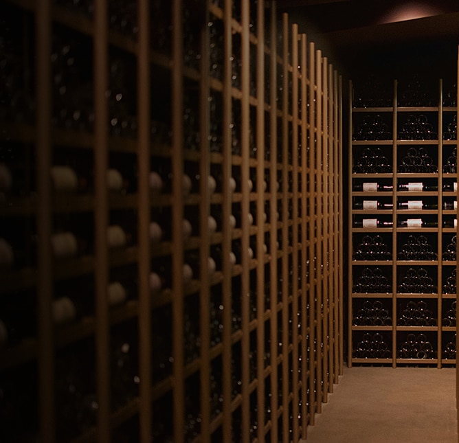 Classic wine cellar featuring wooden racking