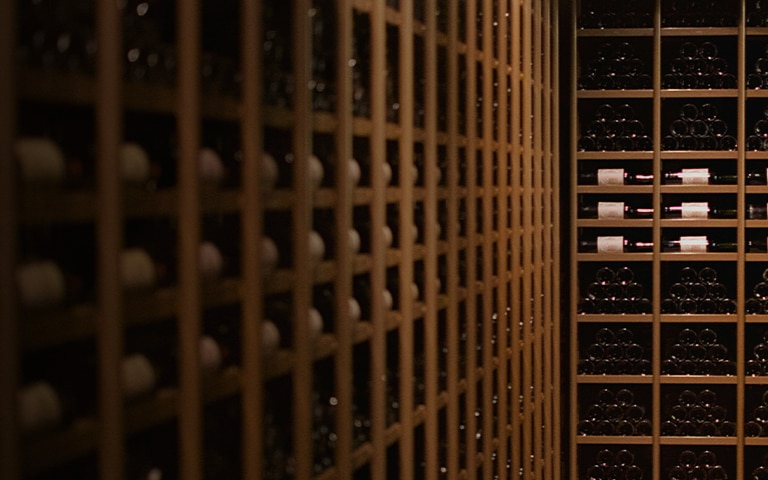 Classic wine cellar featuring wooden racking
