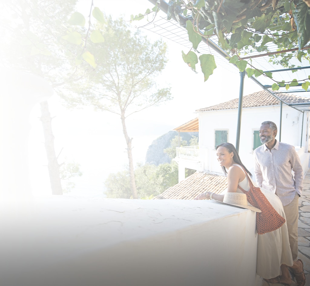 couple looking over a scenic ledge