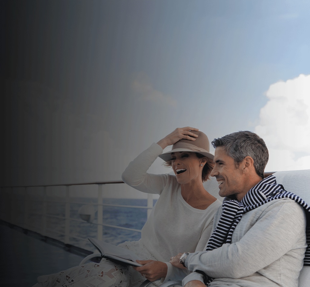 couple lounging and having a laugh