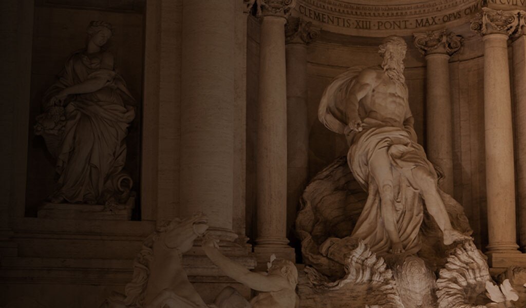 Close-up of the Trevi Fountain in Rome, Italy