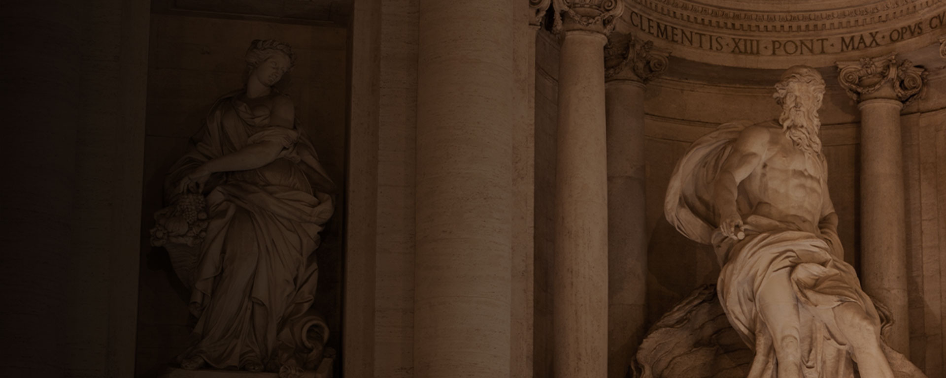 Close-up of the Trevi Fountain in Rome, Italy