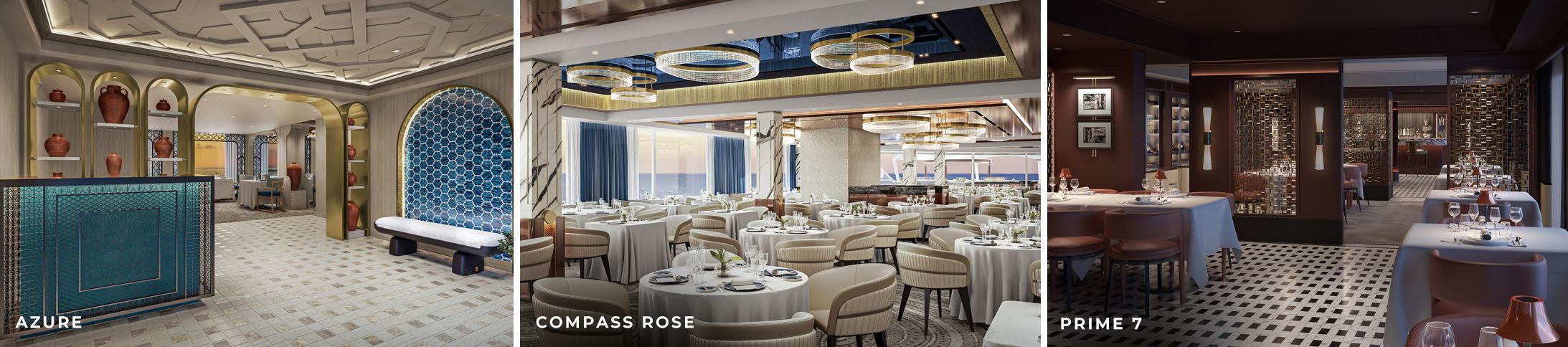 Azure, Compass Rose, and Prime 7 on Seven Seas Prestige