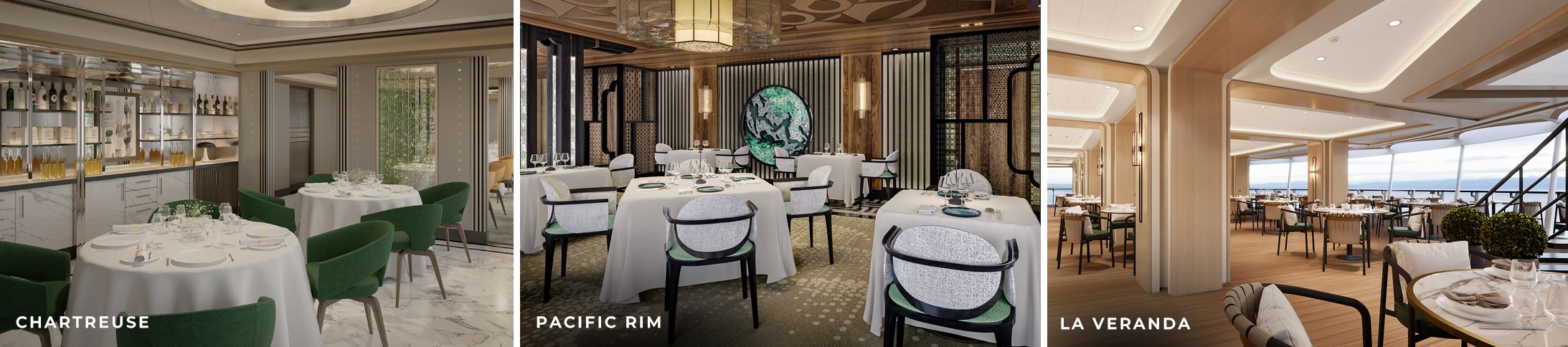 Chartreuse, Pacific Rim, and La Veranda on Seven Seas Prestige